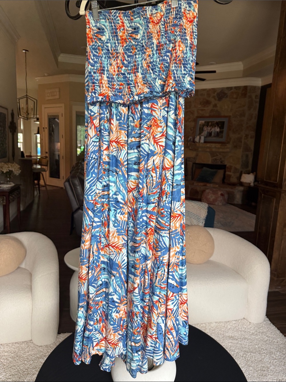 Womens Tropical Blue & Orange two-Piece matching Skirt and top